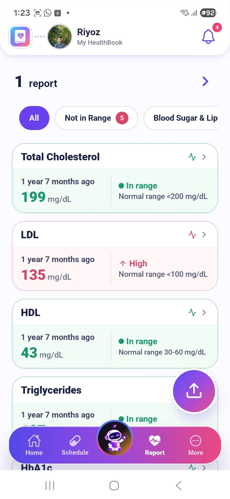 HealthiBit report history