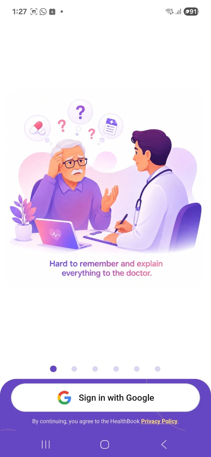 An elderly parent finding it difficult to remember and explain every health detail